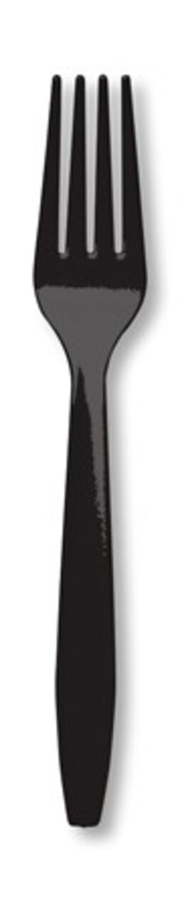 Party Central Premium Lightweight Disposable Forks - 7" - Jet Black - Club Pack of 288